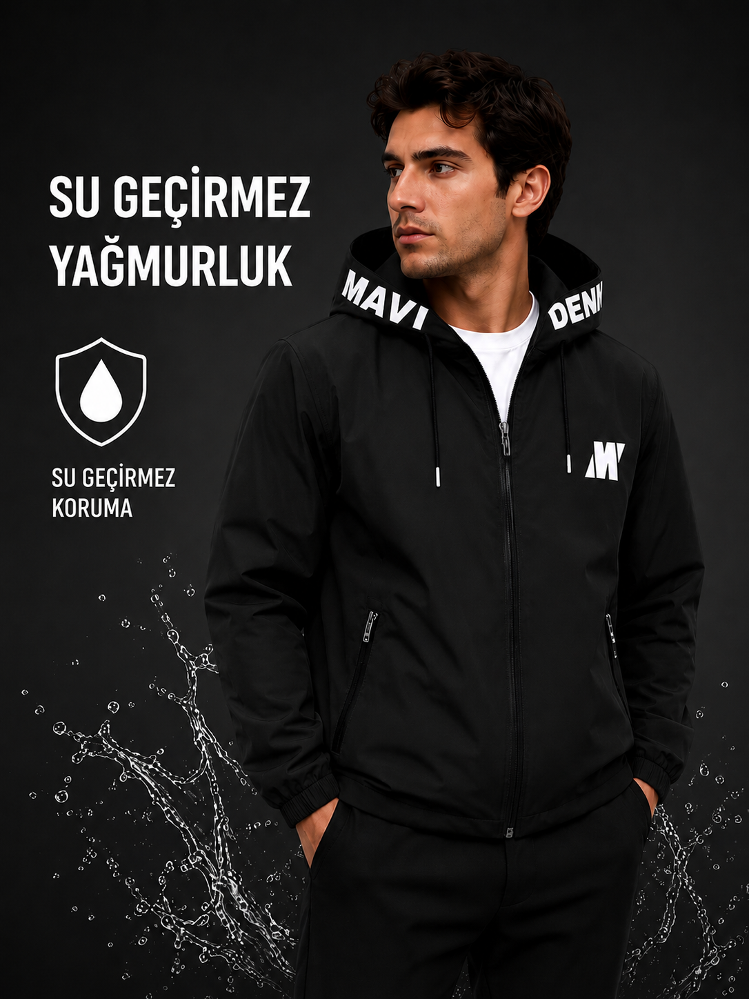 Erkek Su Geçirmez Yağmurluk - Rüzgar Geçirmez Hafif Outdoor Yağmur Korumalı