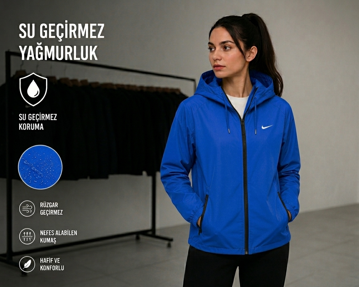 Kadın Su Geçirmez Yağmurluk - Rüzgar Geçirmez Hafif Outdoor Yağmur Korumalı
