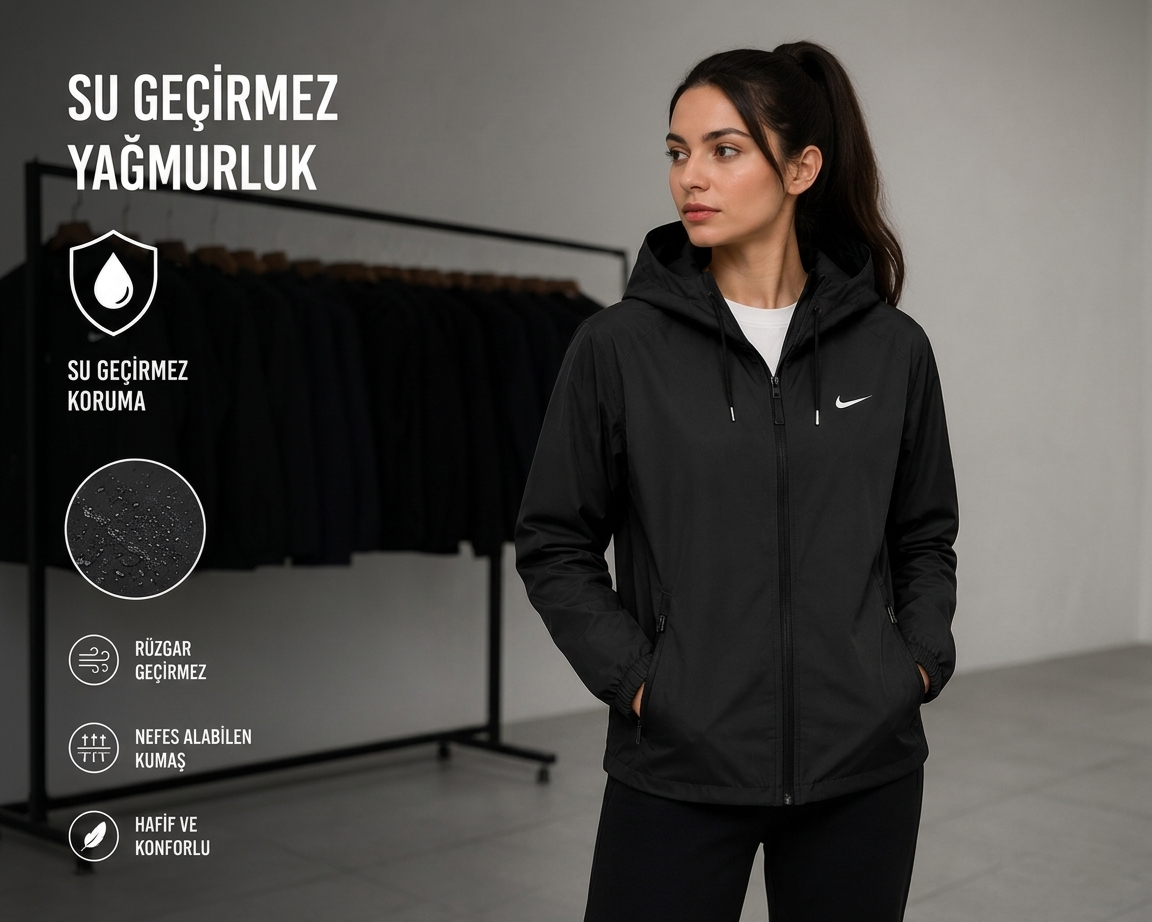 Kadın Su Geçirmez Yağmurluk - Rüzgar Geçirmez Hafif Outdoor Yağmur Korumalı